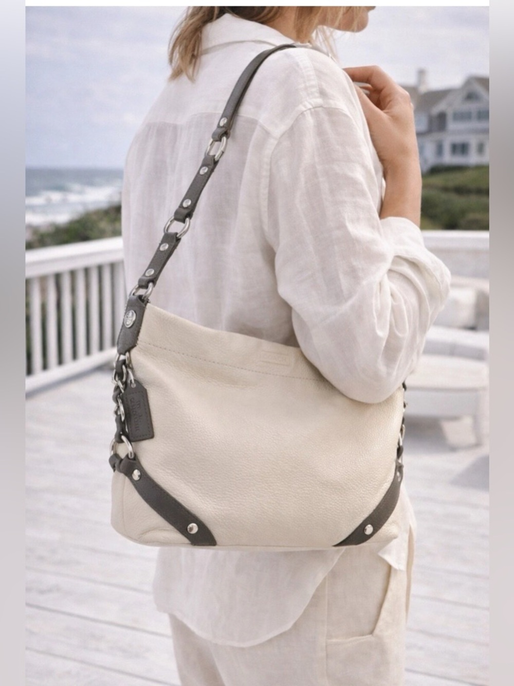 ❌NOT FOR SALE❌ Coach 2010 Carly Hobo Shoulder Bag 100% Pebbled Leather Cream